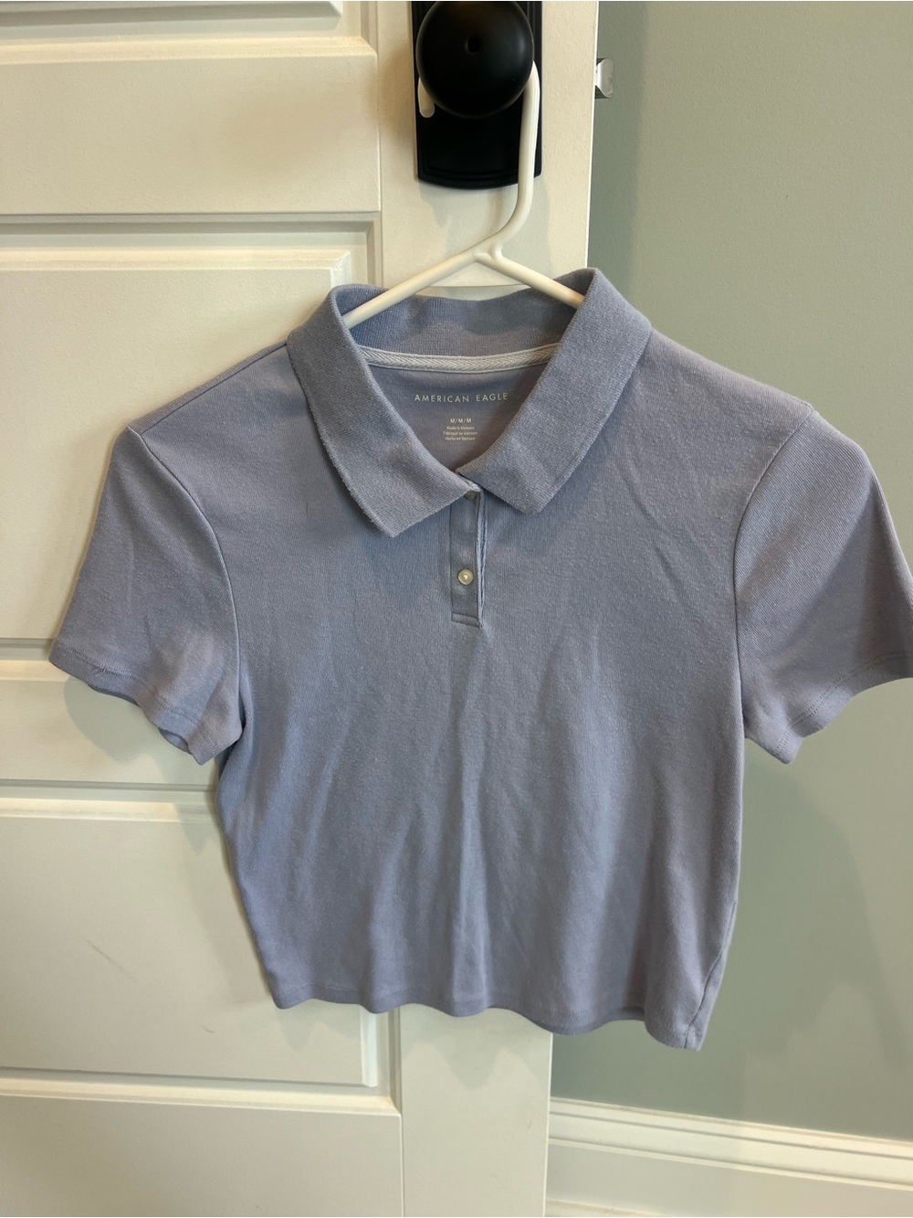 American Eagle Outfitters Light Lavender Polo Crop-Size medium